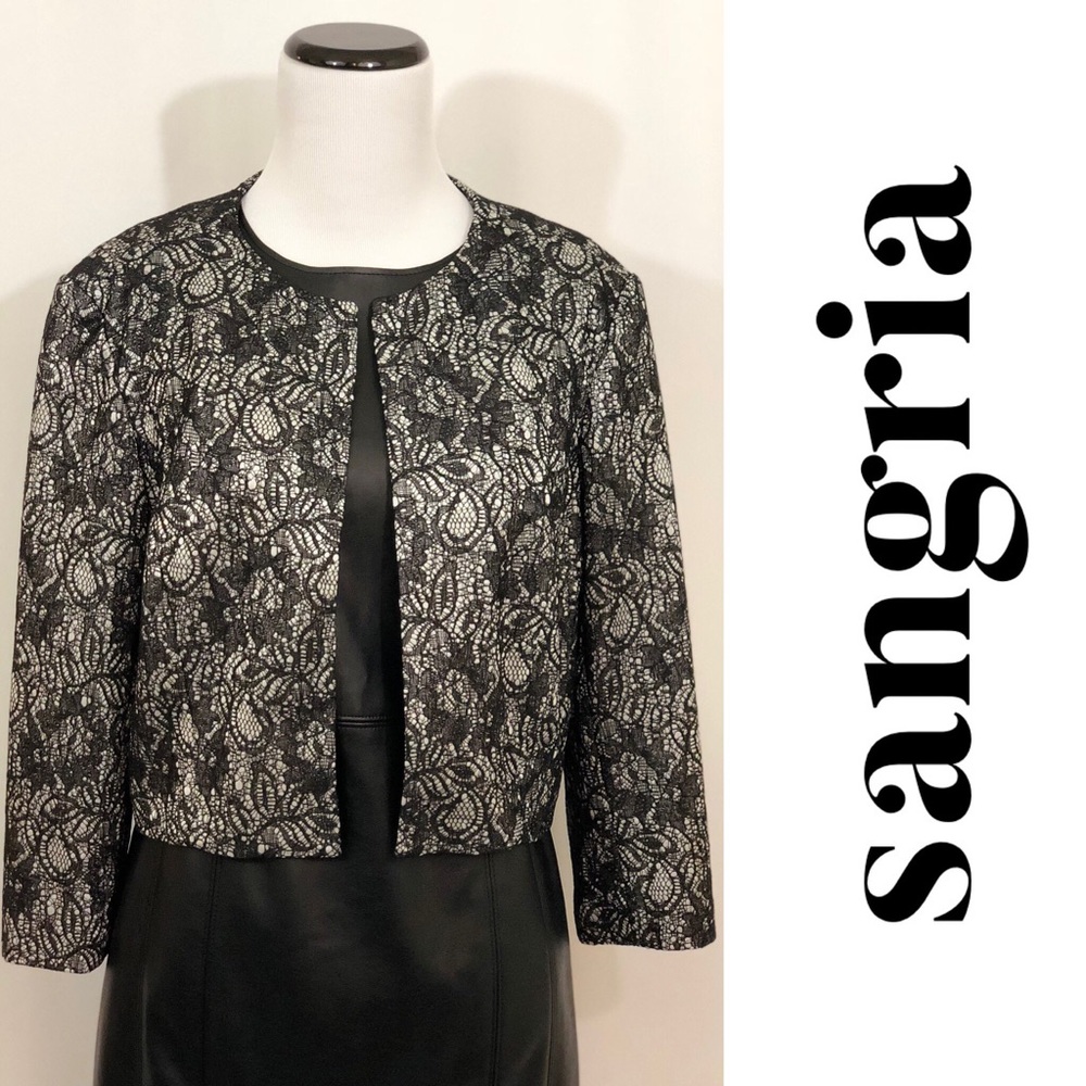 SANGRIA Black & White Lace Bolero Jacket